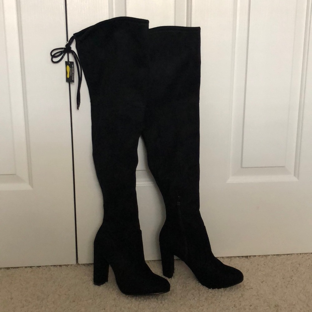 Black Suede Over the Knee Boots